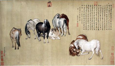 八駿圖|清賈全八駿圖 卷 賈全 , 34.1x270.6